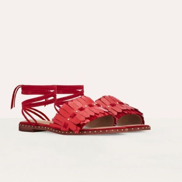 Maje Fun Leather Sandal Women's Red - Picture 6 of 11